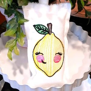 🍋 Embroidered Lemon Pillow For Tier Tray